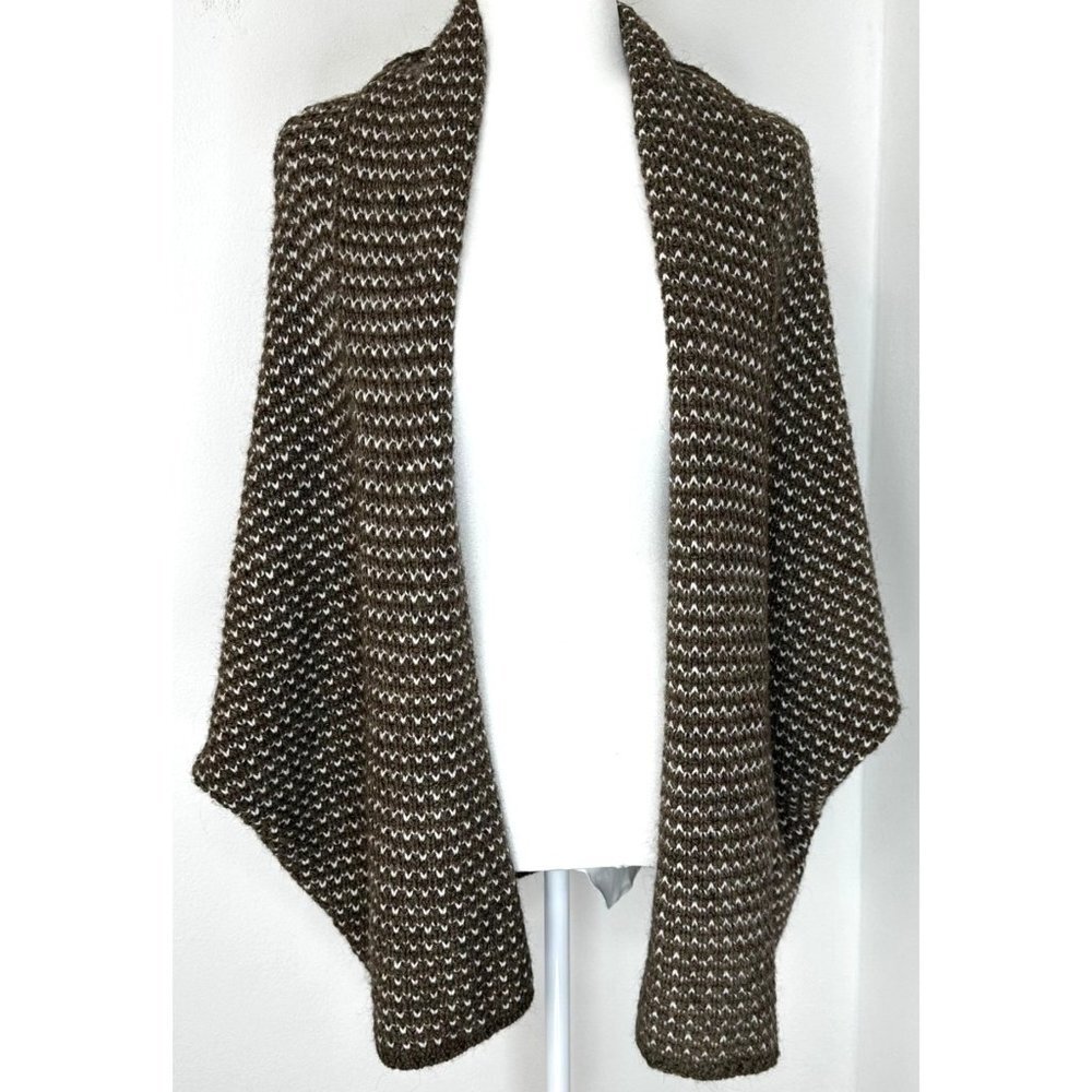Lineamaglia Wool Alpaca Dolman Open Front Cardigan Women Size Medium Brown Italy